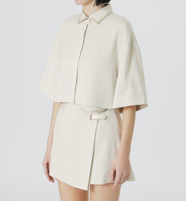  「【手洗い可】クロップドハーフスリーブシャツ」|シャツ・ブラウス|
