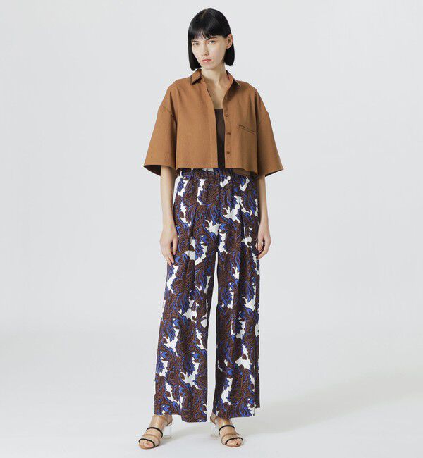  「【手洗い可】クロップドハーフスリーブシャツ」|シャツ・ブラウス|