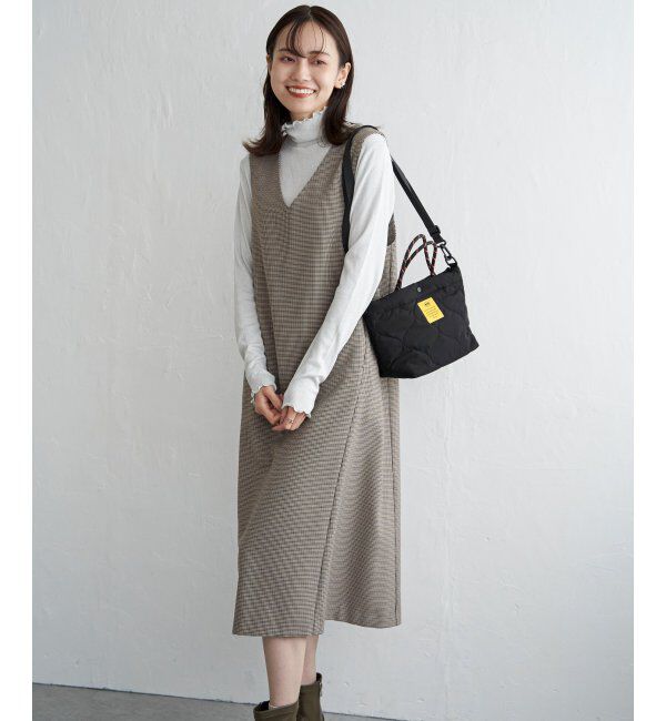 ikka「Vネックジャンパースカート」|ワンピース|ブラウンケイ