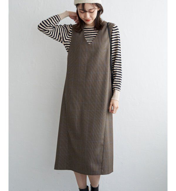 ikka「Vネックジャンパースカート」|ワンピース|