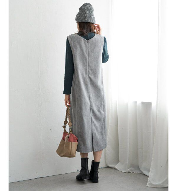 ikka「Vネックジャンパースカート」|ワンピース|