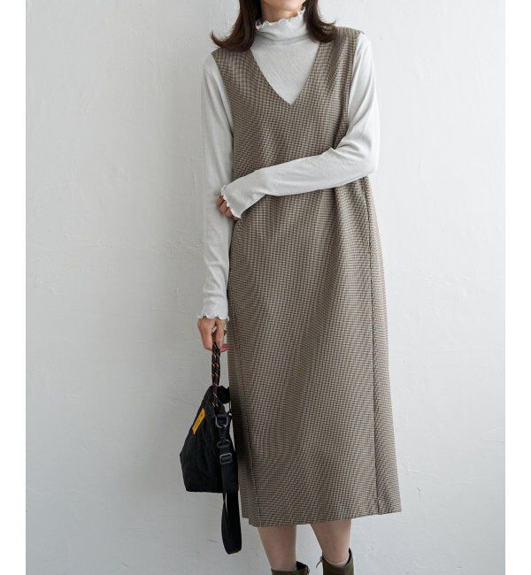 ikka「Vネックジャンパースカート」|ワンピース|