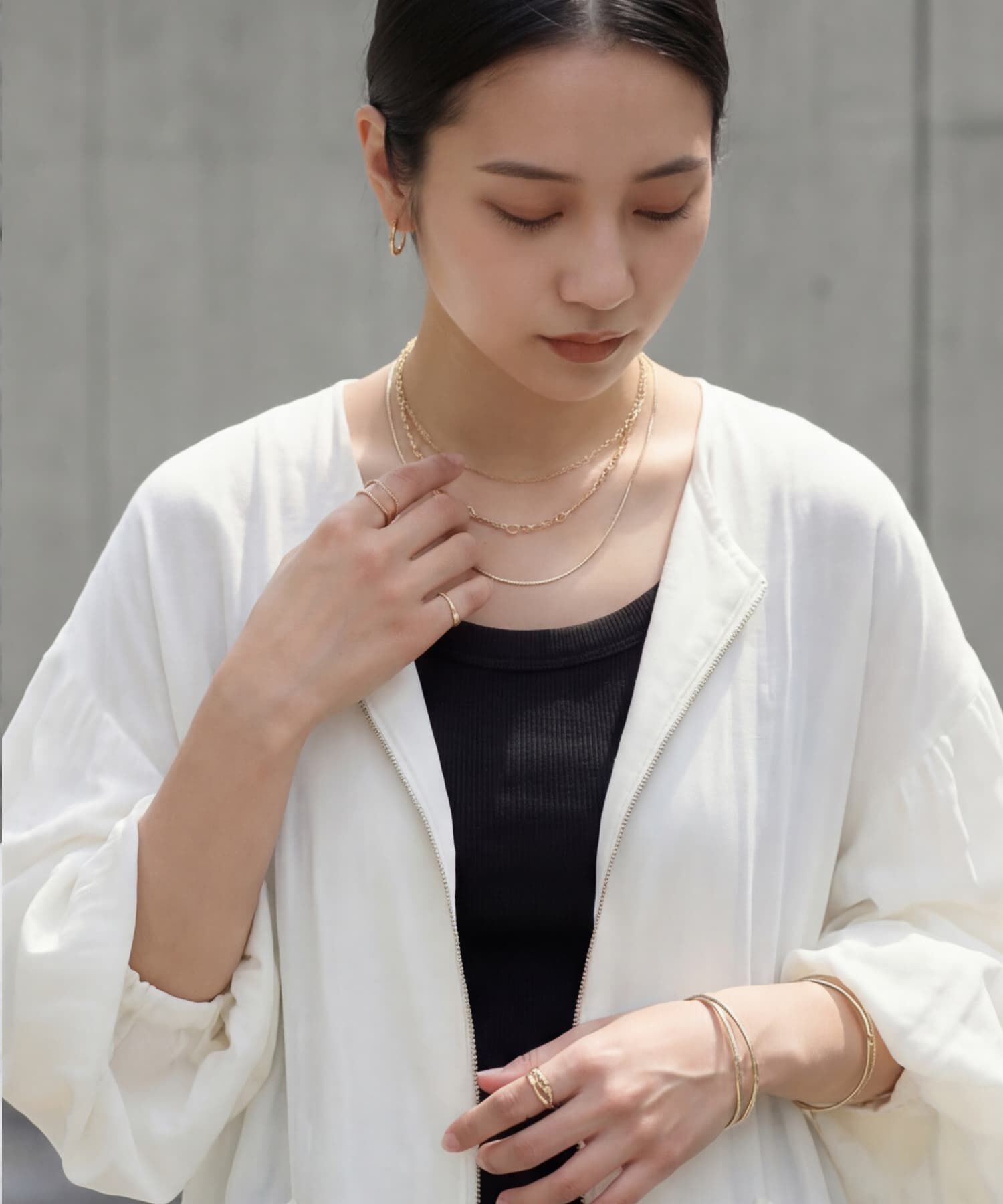 STYLE DELI「42cmミックスチェーン３連ネックレス」|ネックレス|