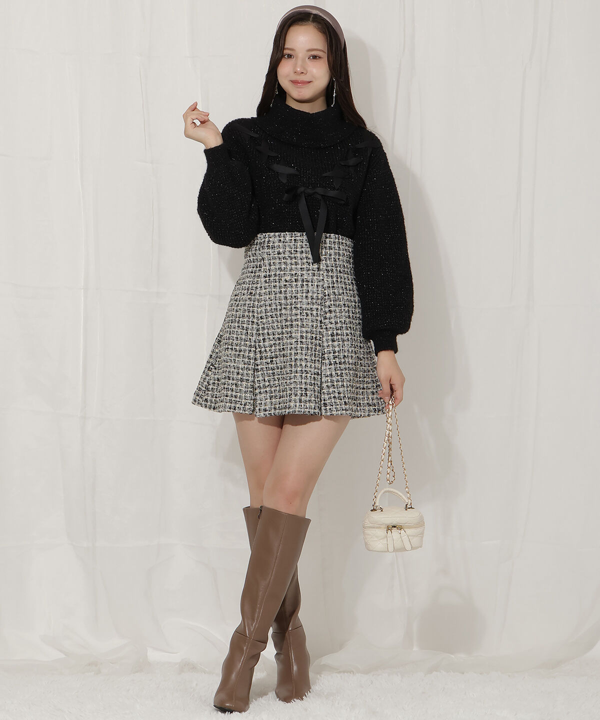 WILLSELECTION「ラメツイードミニスカート」|フレア|