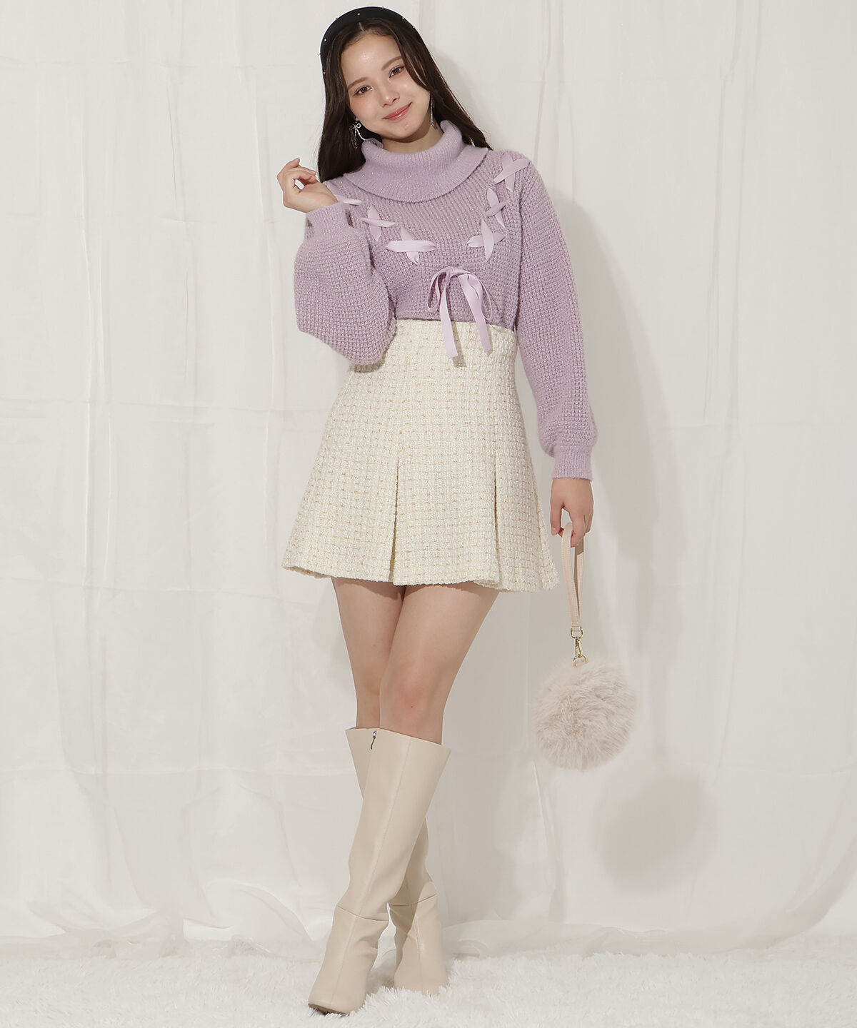 WILLSELECTION「ラメツイードミニスカート」|フレア|