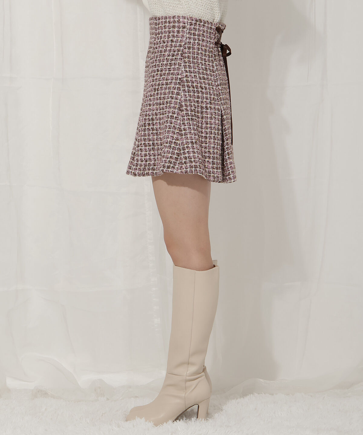 WILLSELECTION「ラメツイードミニスカート」|フレア|