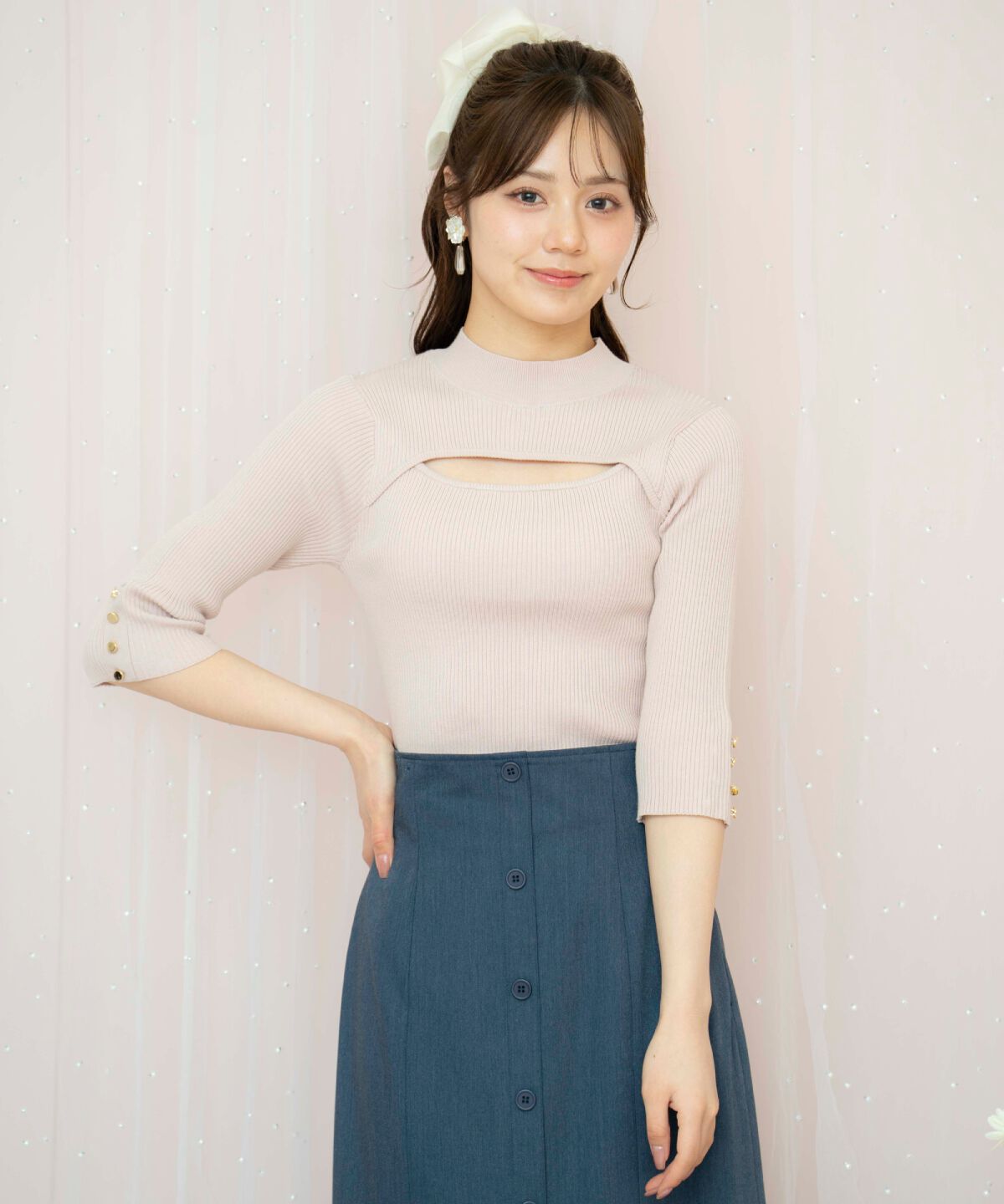 WILLSELECTION「デコルテオープンハイネックプルオーバー」|ニット・セーター|