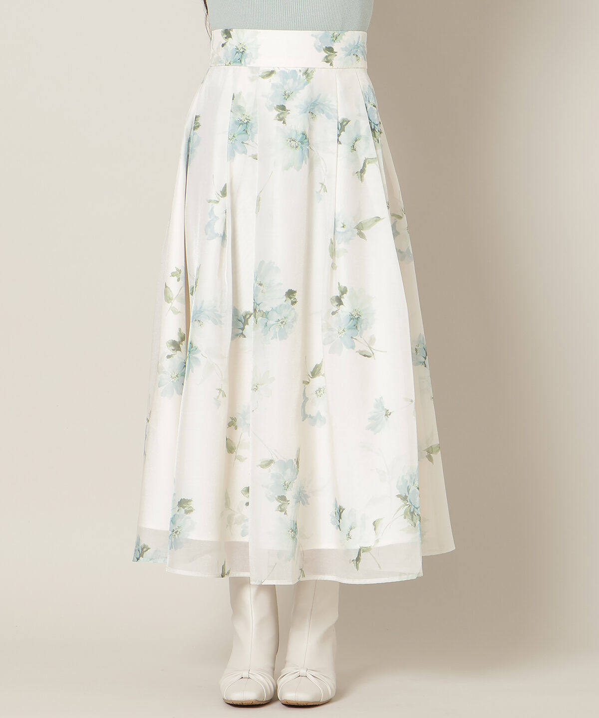 WILLSELECTION「フラワープリントシアータックスカート」|フレア|