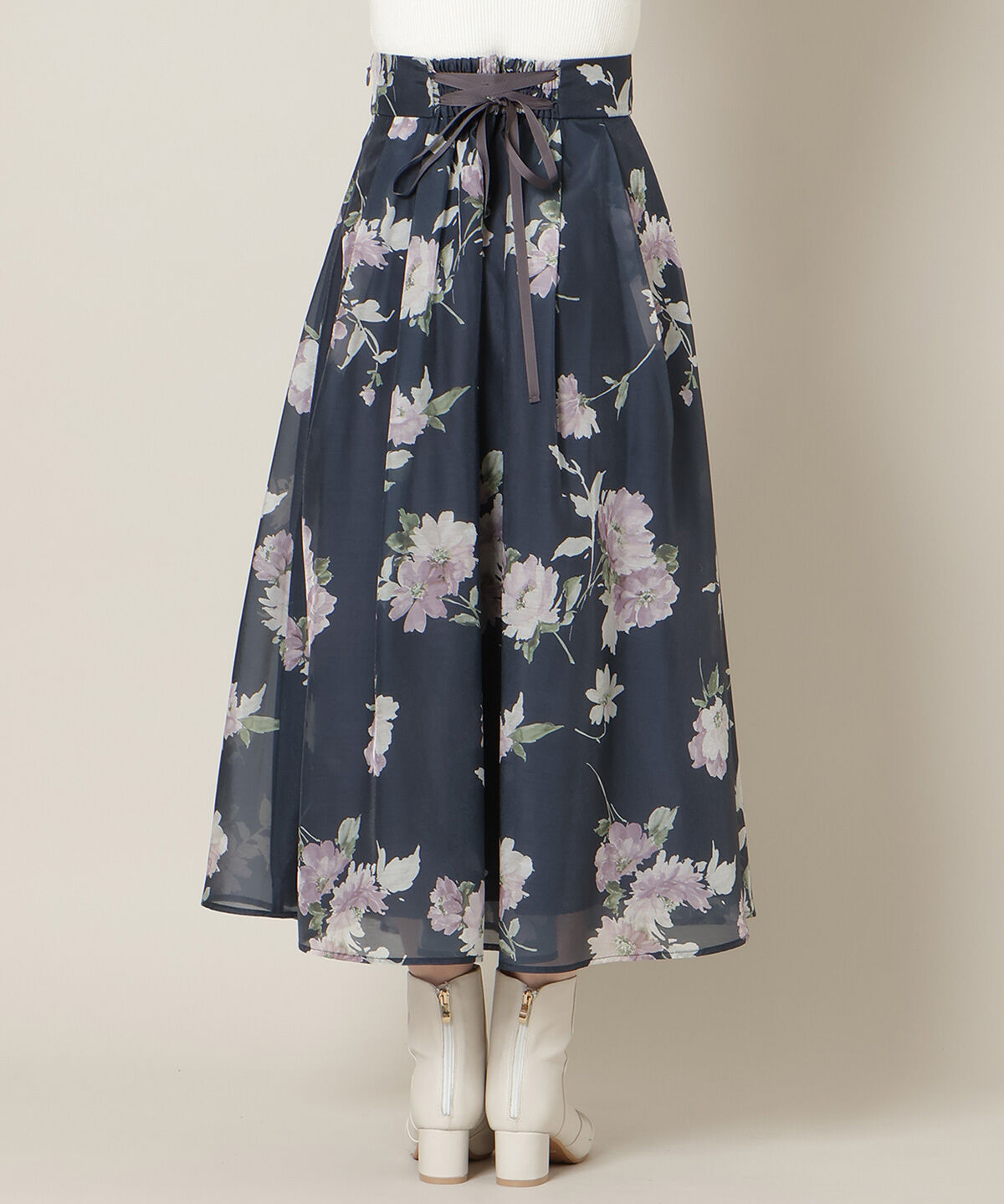 WILLSELECTION「フラワープリントシアータックスカート」|フレア|