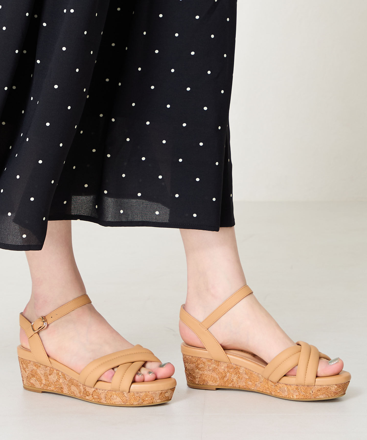 WA Oriental TRaffic「パデットクロスコルクウエッジサンダル/52212 サンダル　人気 トレンド」|サンダル|