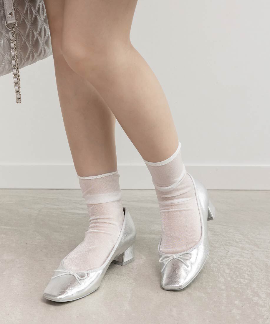  「スクエアトゥヒールアップバレエシューズ」|パンプス|