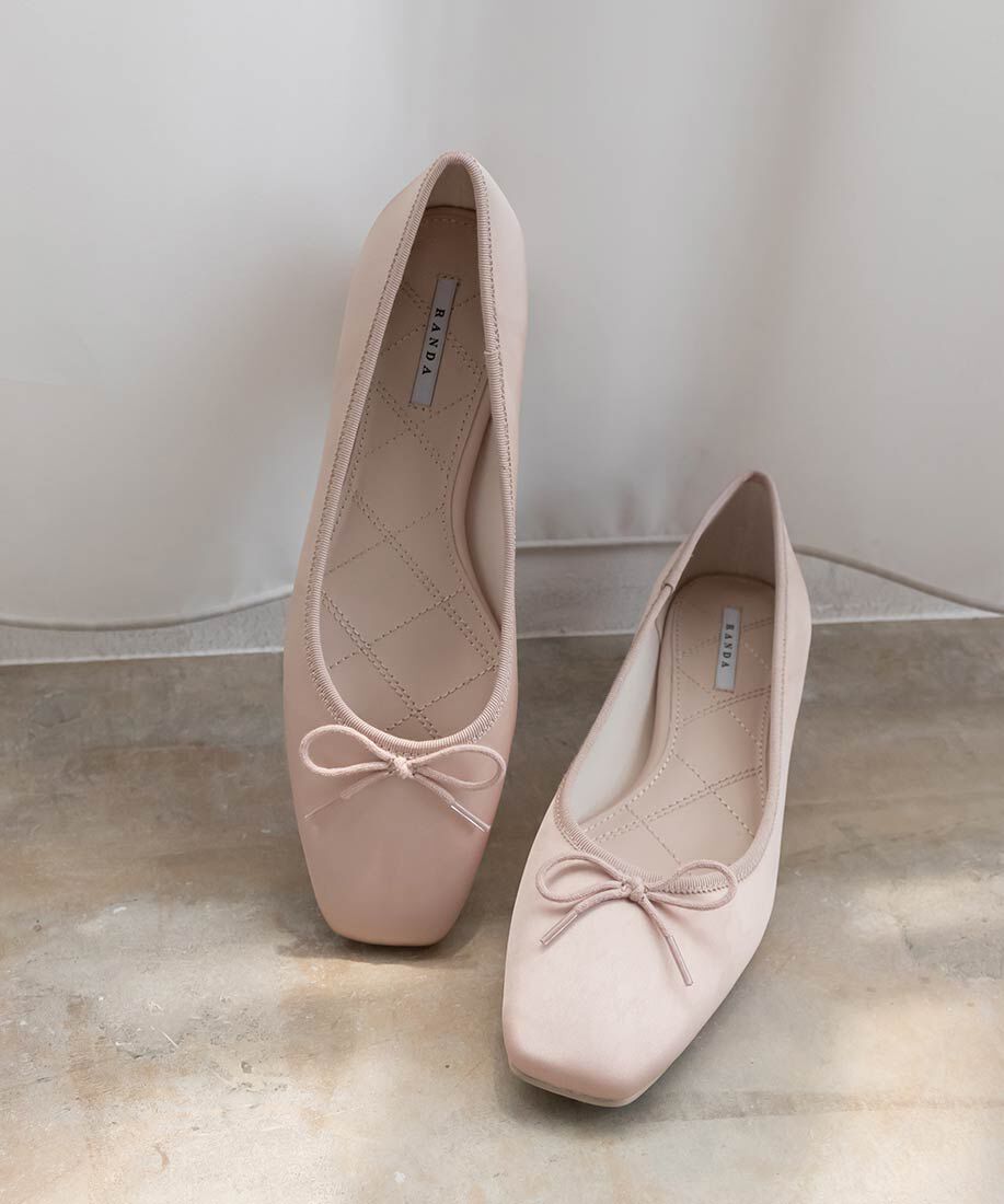  「スクエアトゥヒールアップバレエシューズ」|パンプス|