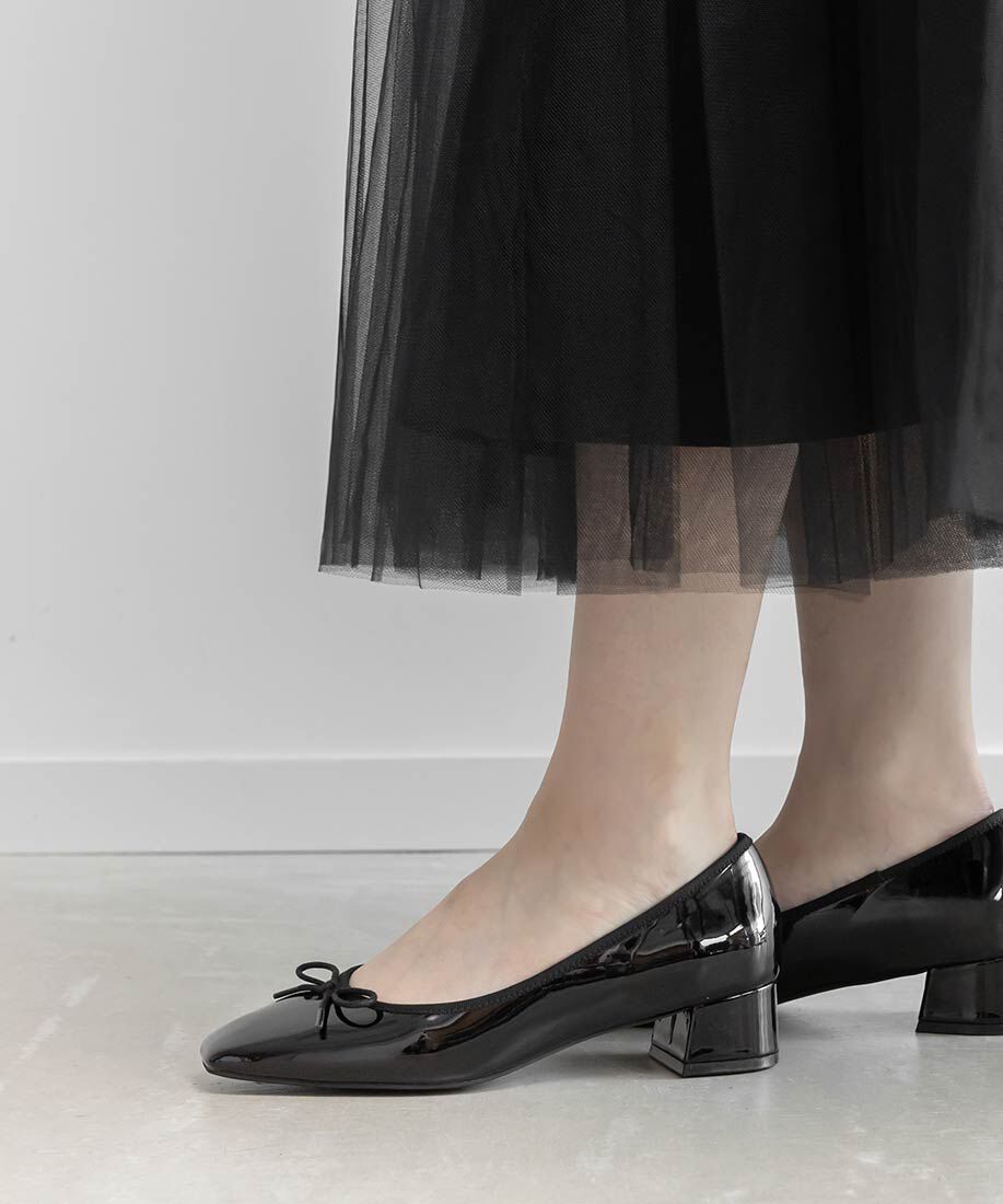  「スクエアトゥヒールアップバレエシューズ」|パンプス|