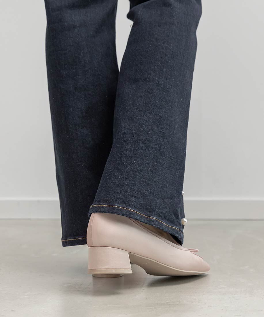  「スクエアトゥヒールアップバレエシューズ」|パンプス|