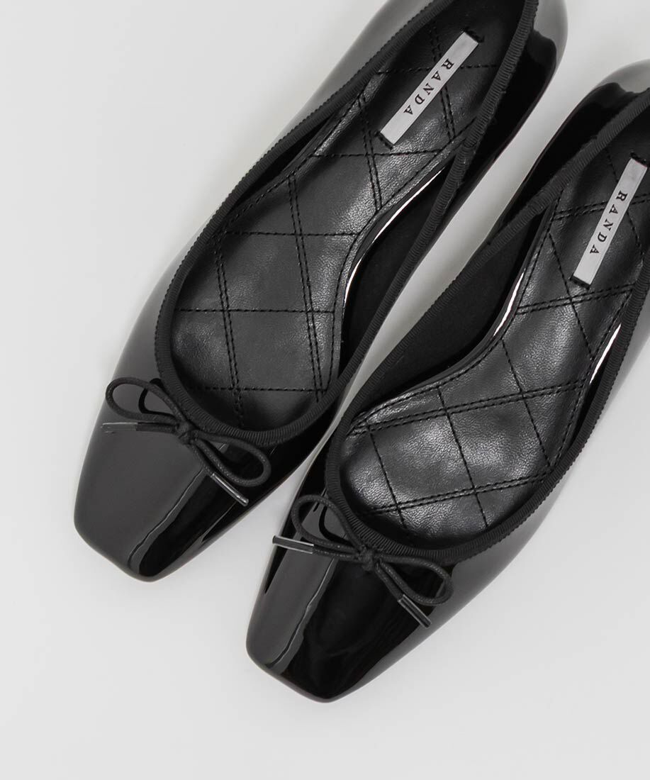  「スクエアトゥヒールアップバレエシューズ」|パンプス|