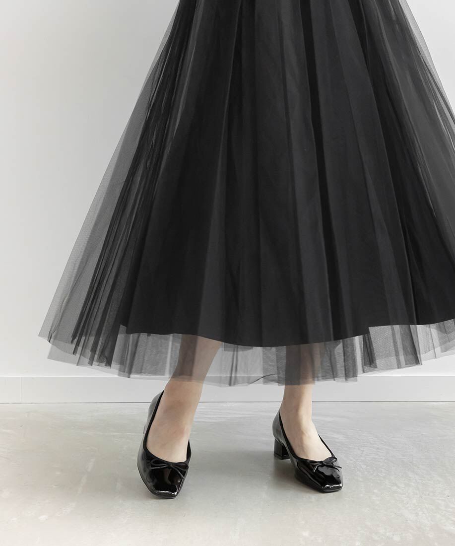  「スクエアトゥヒールアップバレエシューズ」|パンプス|