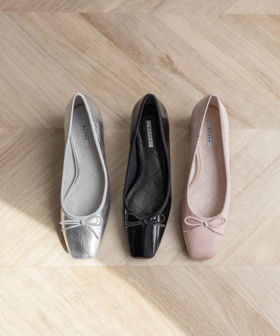  「スクエアトゥヒールアップバレエシューズ」|パンプス|