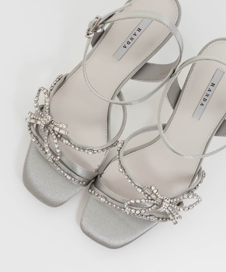  「ビジューリボンストラップサンダル」|サンダル|