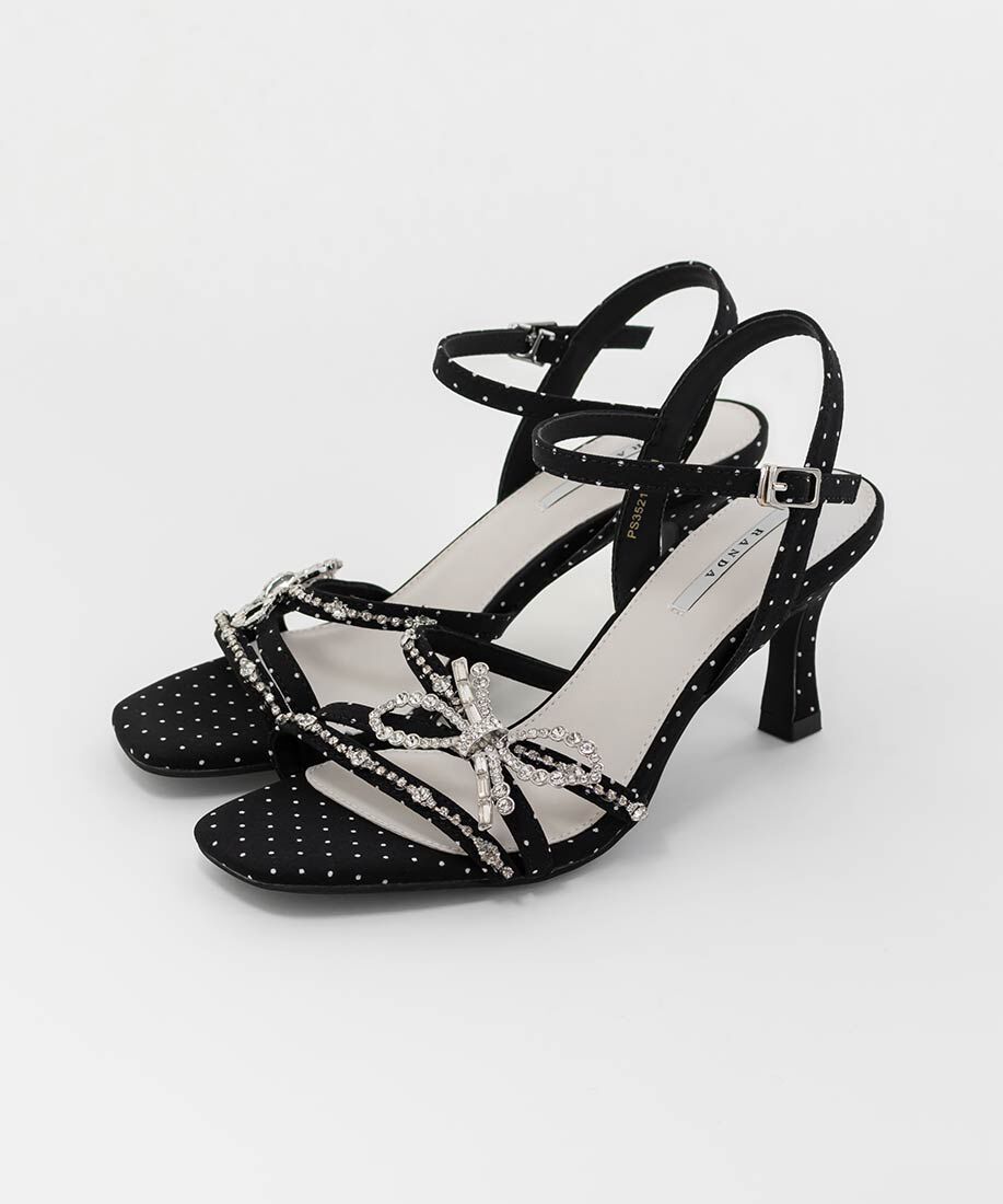  「ビジューリボンストラップサンダル」|サンダル|