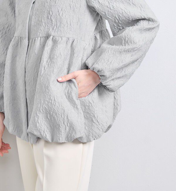 UNITED ARROWS「ツートーン ジャガード ブルゾン ジャケット」|ノーカラージャケット|