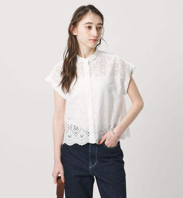 UNITED ARROWS「＜TICCA＞レース フレンチスリーブ シャツ」|シャツ・ブラウス|