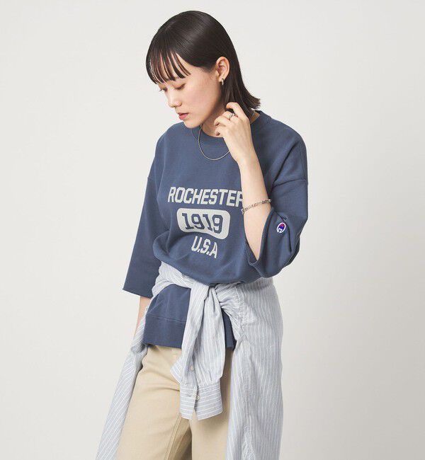 UNITED ARROWS green label relaxing「【別注】＜Champion＞6分袖 プリント スウェット プルオーバー」|Tシャツ・カットソー|