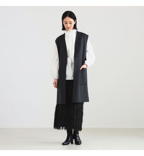 Demi-Luxe BEAMS 「リバー ロングジレ」|ダウン|CHARCOAL&times;BLACK