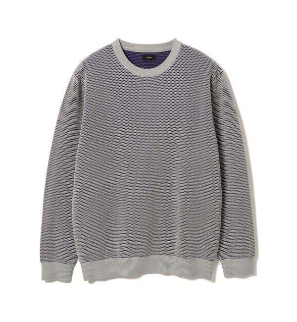BEAMS「12ゲージ リブ ワッフル クルーネック ニット」|ニット・セーター|GREY