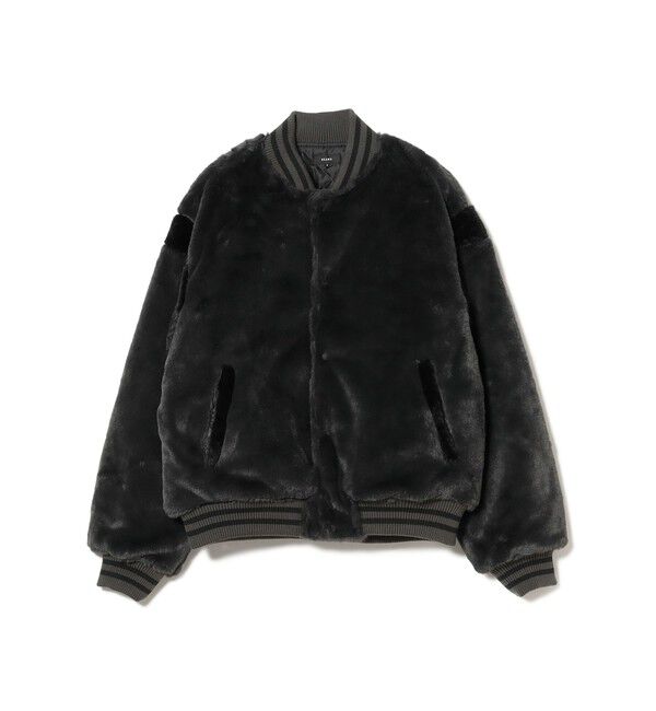 BEAMS「ワイドフィット フェイクファー バーシティ ジャケット」|ブルゾン・スタジャン|