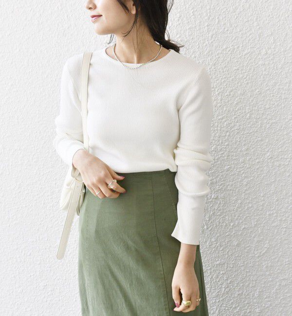 SHIPS any「SHIPS any:〈手洗い可能〉コットン クルーネック ベーシック リブ ニット」|ニット・セーター|