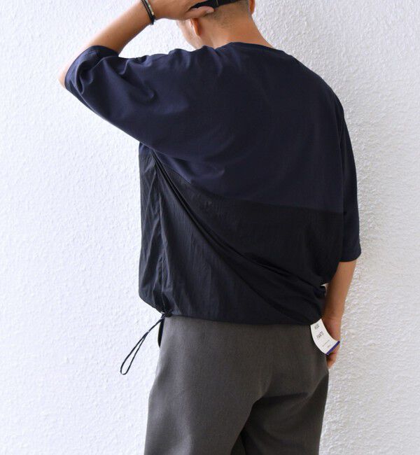 SHIPS any「SHIPS any: コットン / ナイロン コンビ スケアスリーブ スピンドル ワイド Tシャツ◇」|Tシャツ・カットソー|