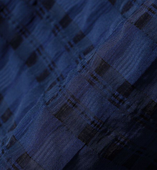 SHIPS any「SHIPS any:〈洗濯機可能〉シアー チェック パフショルダー ワンピース」|ワンピース|