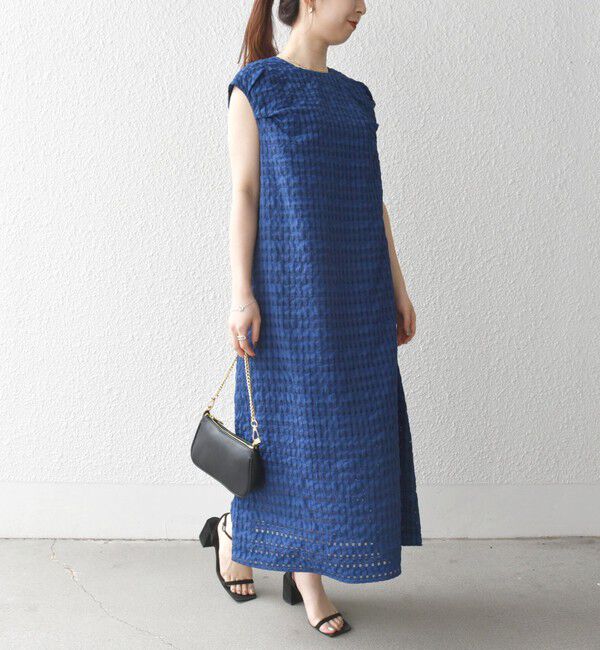 SHIPS any「SHIPS any:〈洗濯機可能〉シアー チェック パフショルダー ワンピース」|ワンピース|