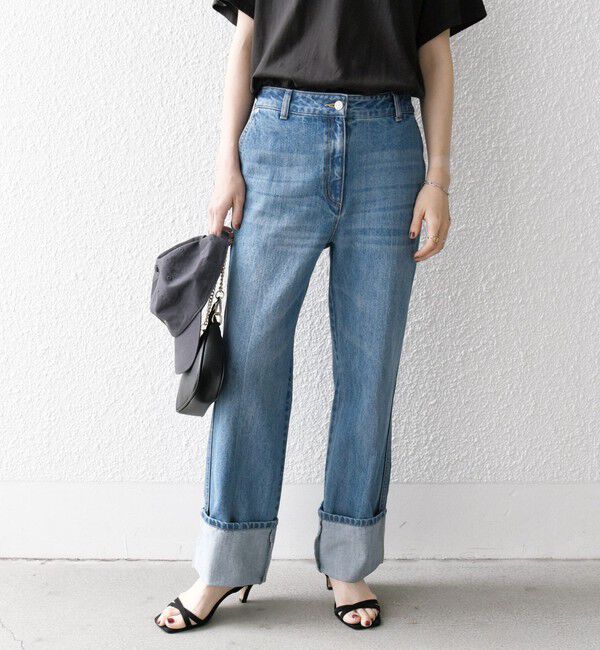 SHIPS any「SHIPS any: ワイド ロールアップ デニム パンツ［SHIPS any DENIM］」|デニム|ブルー
