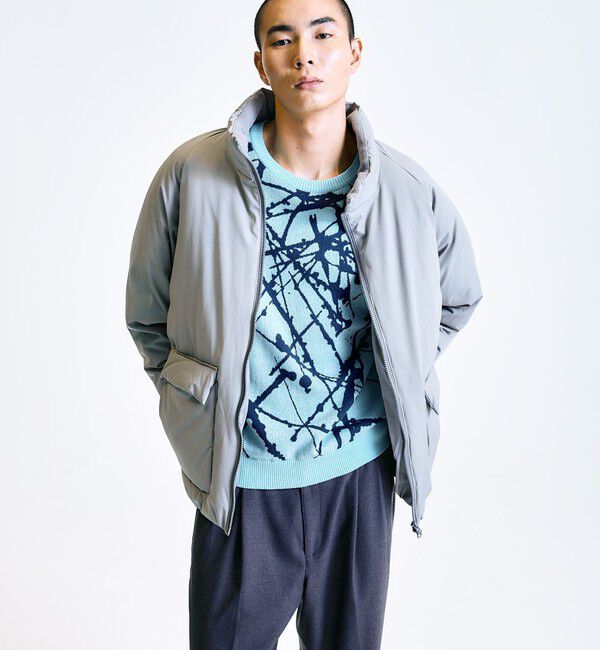 SHIPS「City Ambient Products:〈撥水〉ダブルポケット 中綿 スタンドカラー ブルゾン」|ブルゾン・スタジャン|ライトグレー