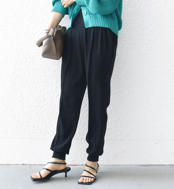 SHIPS for women「〈手洗い可能〉裾 リブ ドロスト パンツ」|その他|ブラック