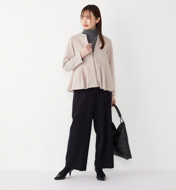 SHIPS Colors 「SHIPS Colors:ストレッチ ジョーゼット ペプラム ジャケット（セットアップ対応可能）◇」|ノーカラージャケット|