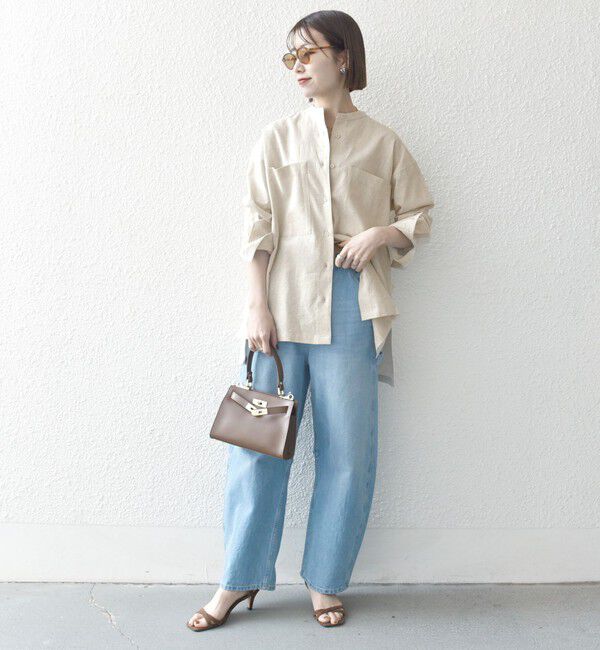 SHIPS any「【WEB限定】SHIPS any: 〈洗濯機可能〉リネン ミックス スタンドカラー ポケット シャツ 25SS」|シャツ・ブラウス|