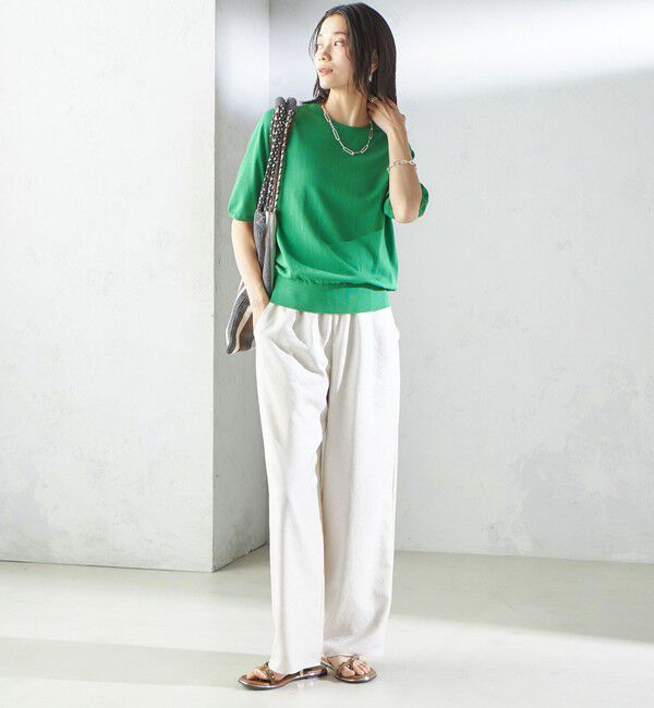 SHIPS for women「〈接触冷感 / 手洗い可能〉アイスコットン ショート スリーブ プルオーバー」|ニット・セーター|