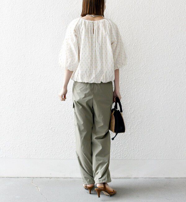 SHIPS any「SHIPS any:〈洗濯機可能〉ラメ ドビー ギャザー パフ スリーブ ブラウス」|シャツ・ブラウス|