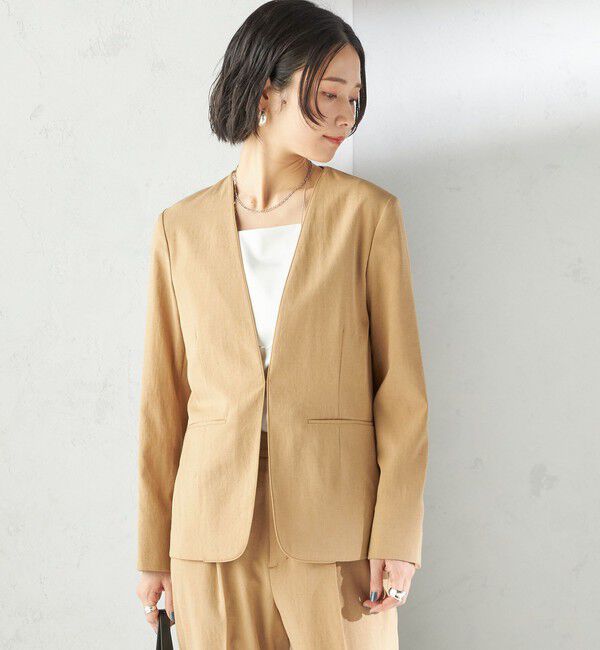 SHIPS for women「〈手洗い可能〉FUNCTIONAL カラーレス ジャケット（セットアップ対応）」|ノーカラージャケット|