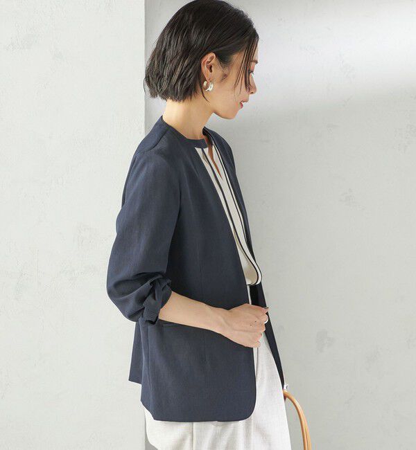 SHIPS for women「〈手洗い可能〉FUNCTIONAL カラーレス ジャケット（セットアップ対応）」|ノーカラージャケット|