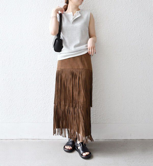 SHIPS any「bon_meur:〈手洗い可能〉フリンジ ティアード タイト スカート」|スカート|