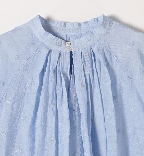 SHIPS any「【WEB限定】SHIPS any:〈手洗い可能〉シアー ドット スタンドカラー パフ ギャザー ブラウス」|シャツ・ブラウス|