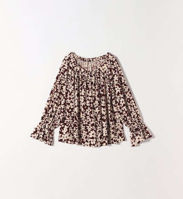 SHIPS any「SHIPS any:〈洗濯機可能〉フラワー ポリエステル ベロア シャーリング ブラウス」|シャツ・ブラウス|