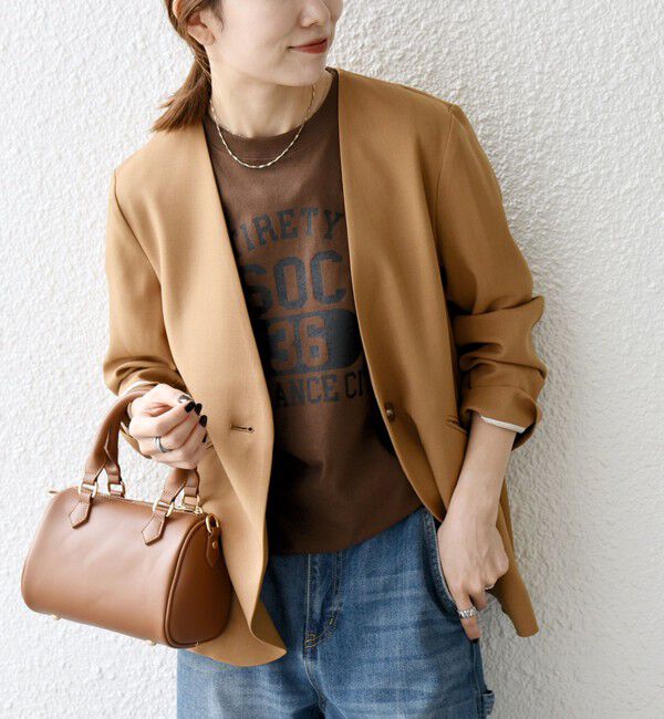 SHIPS any「SHIPS any:〈洗濯機可能〉ウーステッド Vネック ノーカラー ジャケット」|ノーカラージャケット|