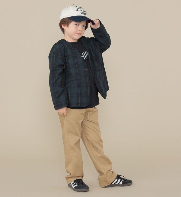 SHIPS KIDS「SHIPS KIDS:100～130cm /セレモニー チェック ノーカラー ジャケット」|ノーカラージャケット|