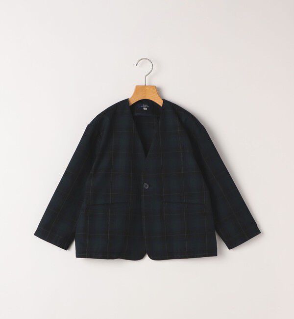 SHIPS KIDS「SHIPS KIDS:100～130cm /セレモニー チェック ノーカラー ジャケット」|ノーカラージャケット|