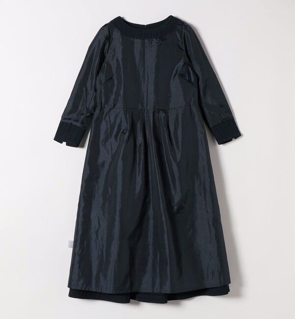 SHIPS any「SHIPS any:〈手洗い可能〉ジャカード ウエスト タック ノーカラー ワンピース［NAVY BLUE］」|ワンピース|