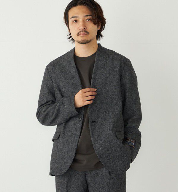 SHIPS Colors 「SHIPS Colors:T/W ツイード ノーカラー ジャケット(セットアップ対応可能)◇」|ノーカラージャケット|